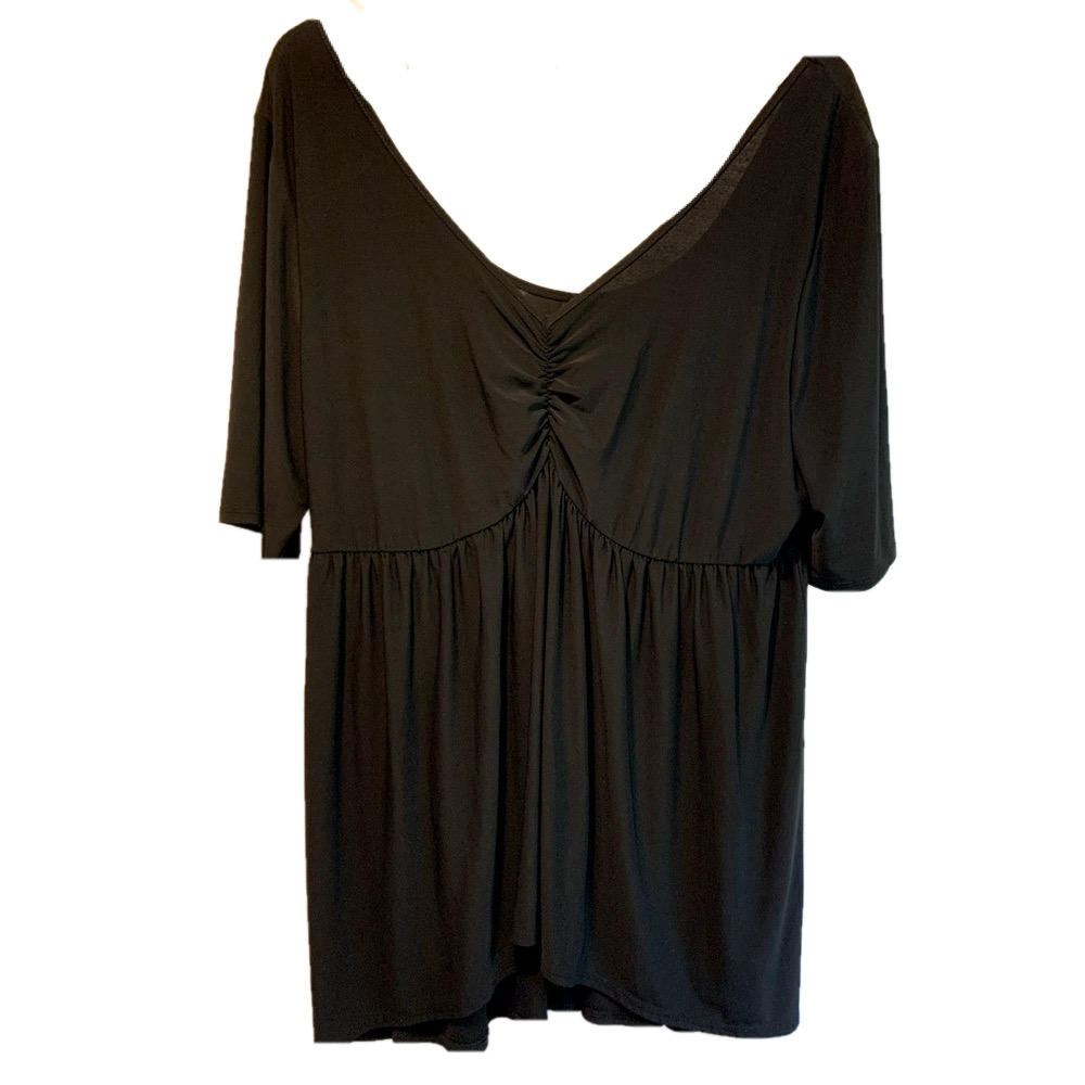 Torrid Black Babydoll Top Size 3 Plus Size V-Neck Empire Waist Flowy Blouse